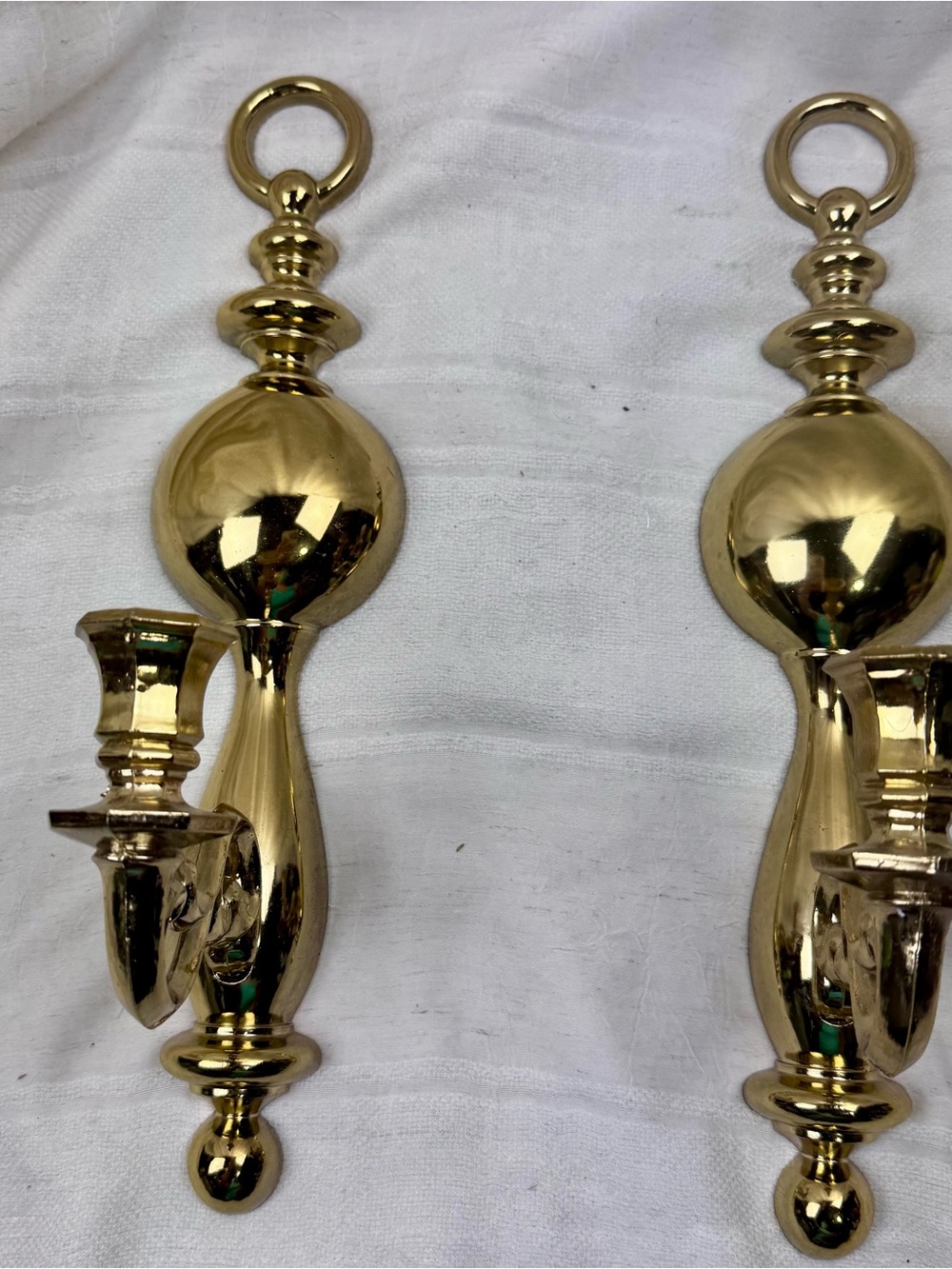 Vtg Syroco 1977 Shiny Gold Tone Set of 2 Wall Sconces Candle Holders Décor 4189